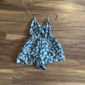 American Eagle Outfitters Blue Floral Romper